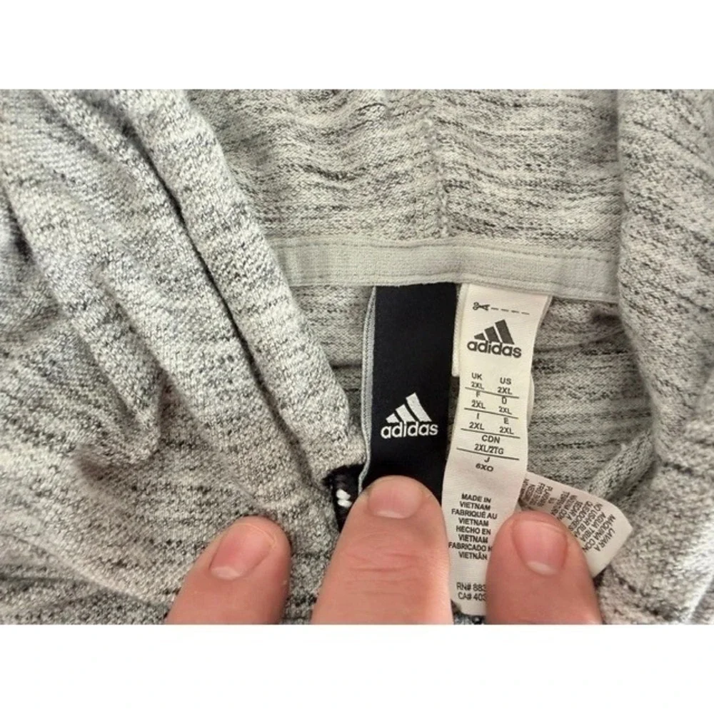 Adidas Mens 2XL Grey Space Dye Heathered Pullover Hoodie Kangaroo Pocket Logo